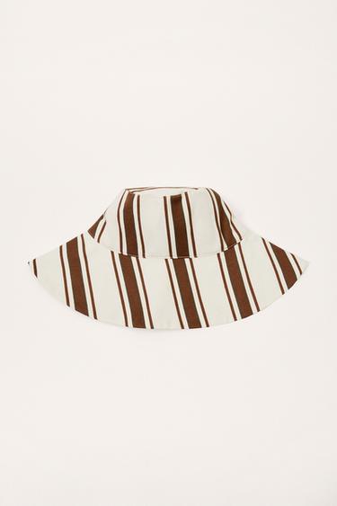 LIMITED EDITION STRIPED REVERSIBLE BUCKET HAT - Ecru by Zara