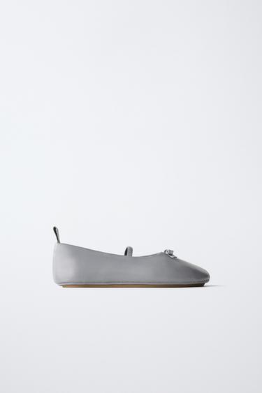 BALLERINES EN CUIR ÉDITION LIMITÉE - Gris de Zara