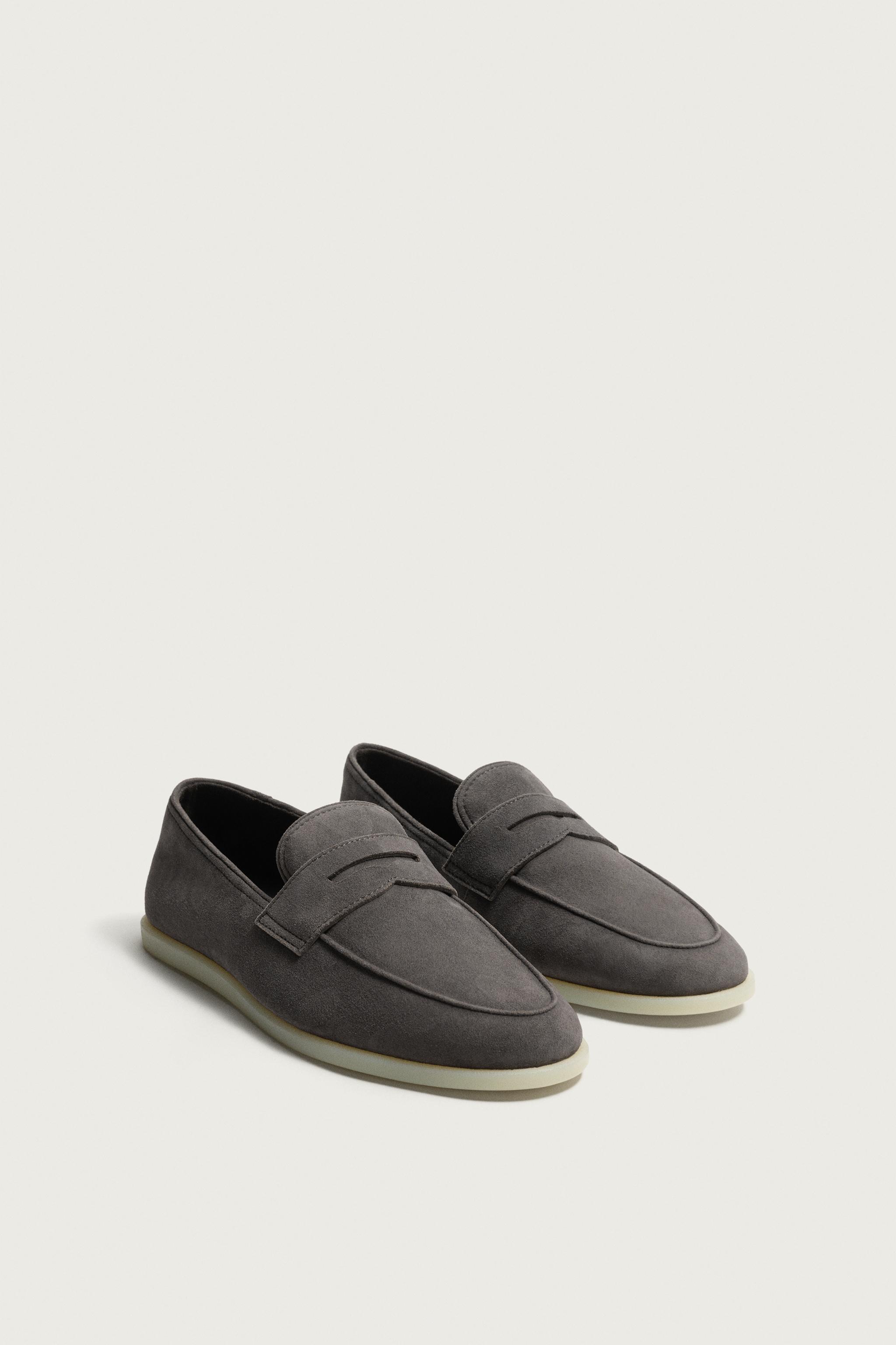 Casual Leather Loafers — Taupe Gray (alternate view)