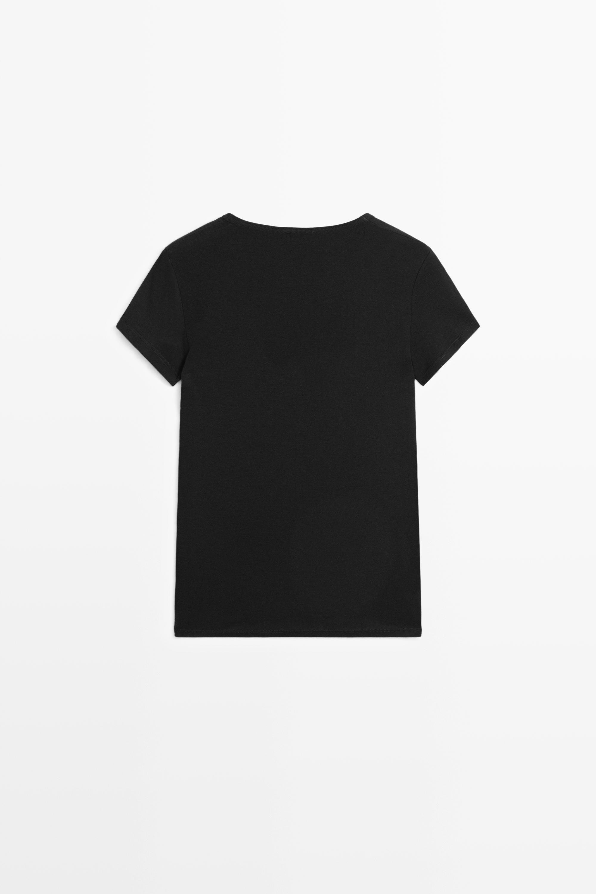 V-neck T-shirt with lace detail
