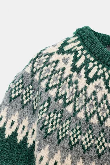 JACQUARD KNIT SHORT SLEEVE CARDIGAN - Green by Zara - Image 4