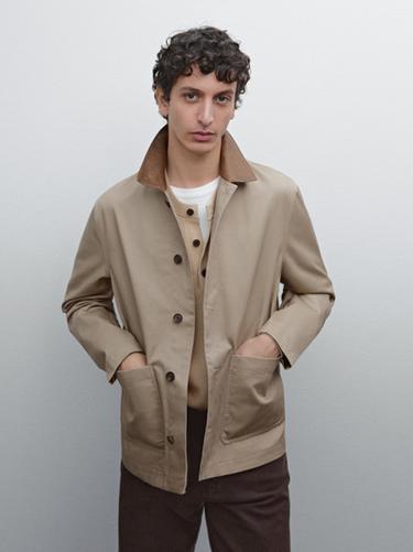 Veste courte avec col en cuir - Pierre de Zara