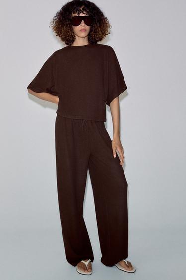 ADJUSTABLE WAIST TROUSERS - Dark brown by Zara