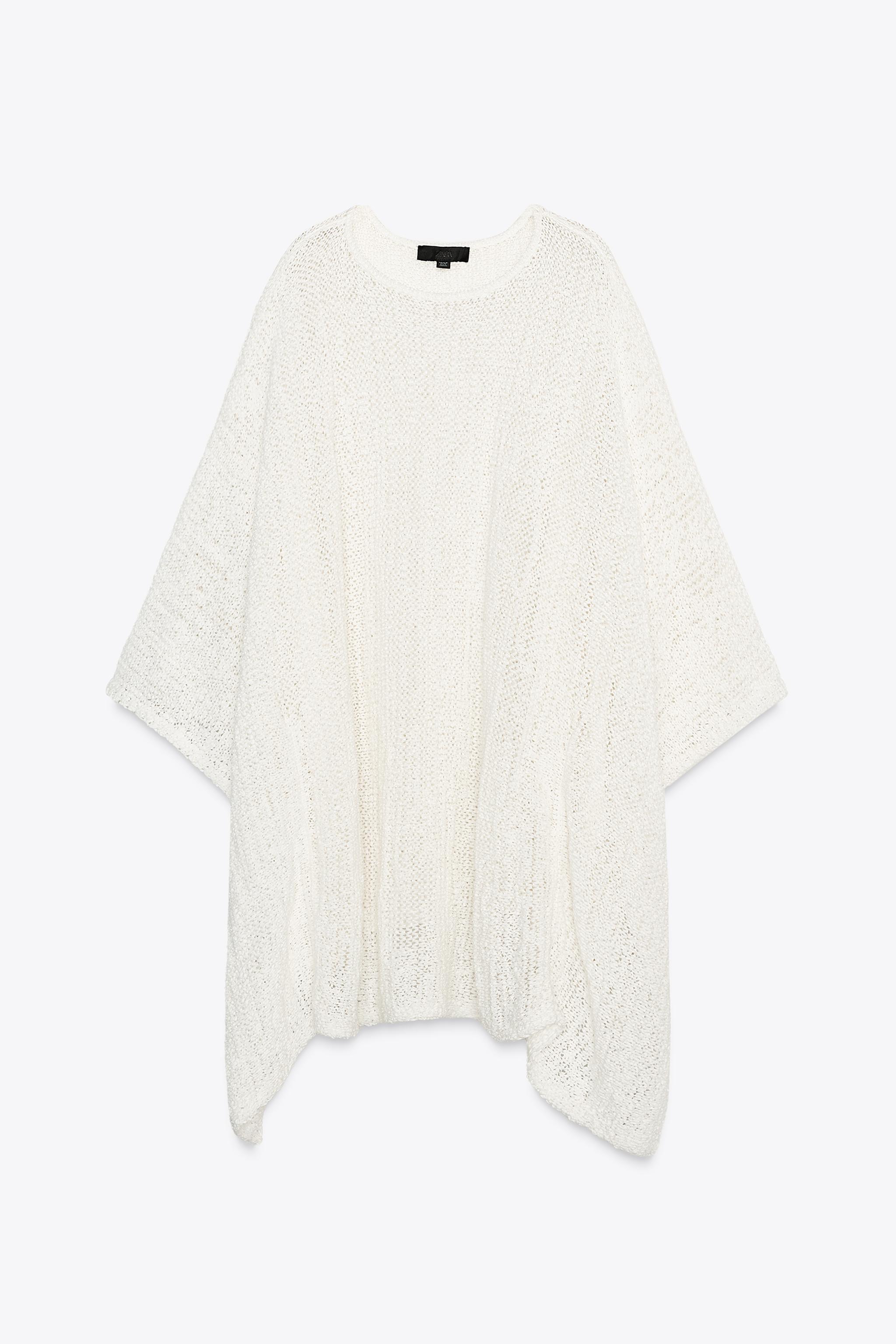 ニットポンチョ - ホワイト | ZARA Japan / 日本 ニットポンチョ - ホワイト | ZARA Japan / 日本