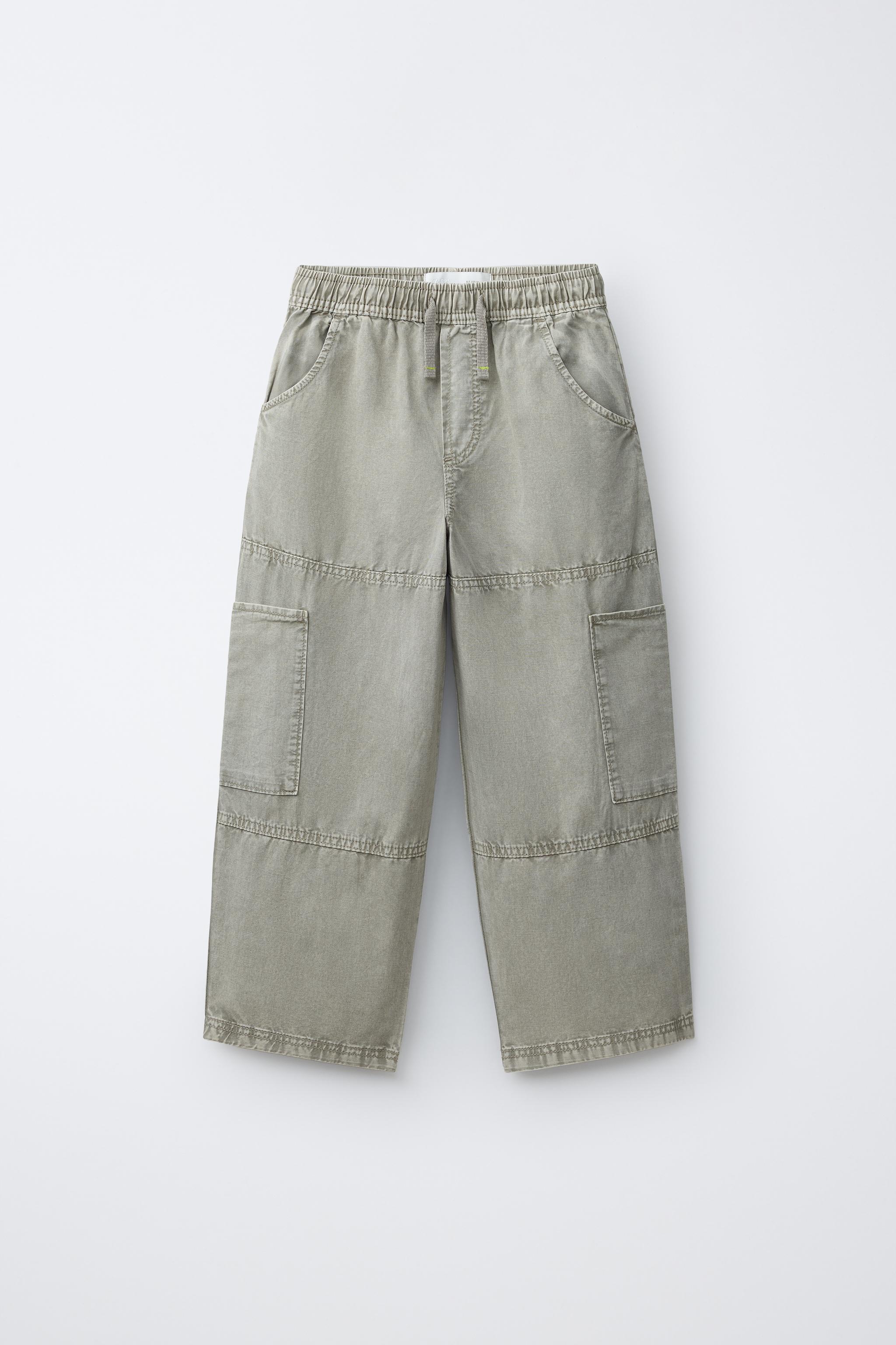 PANTALON BAGGY EFFET DÉLAVÉ EN COTON ET LIN