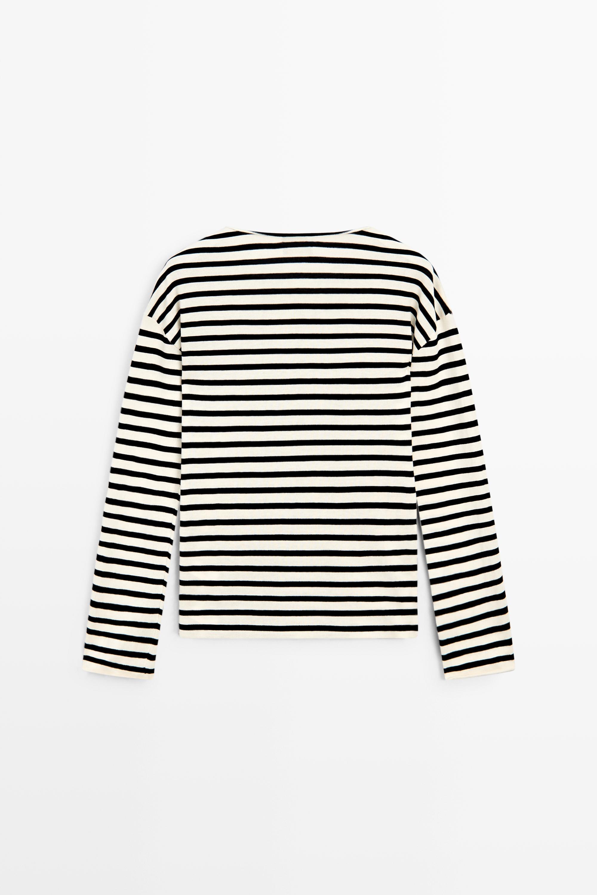 100% cotton long sleeve striped sweater