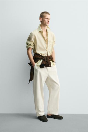 STRIPED FLOWING SHIRT - Sage Green by Zara - Image 3