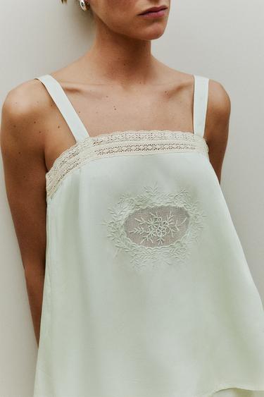 OPENWORK SATIN TOP - Sea green by Zara - Image 5