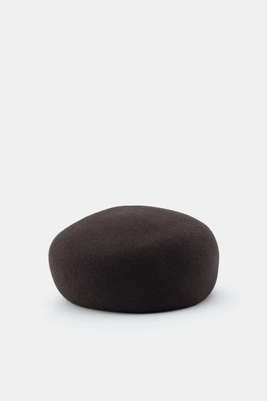 GORRO TIPO CASQUETE 100% LÃ - Castanho da Zara