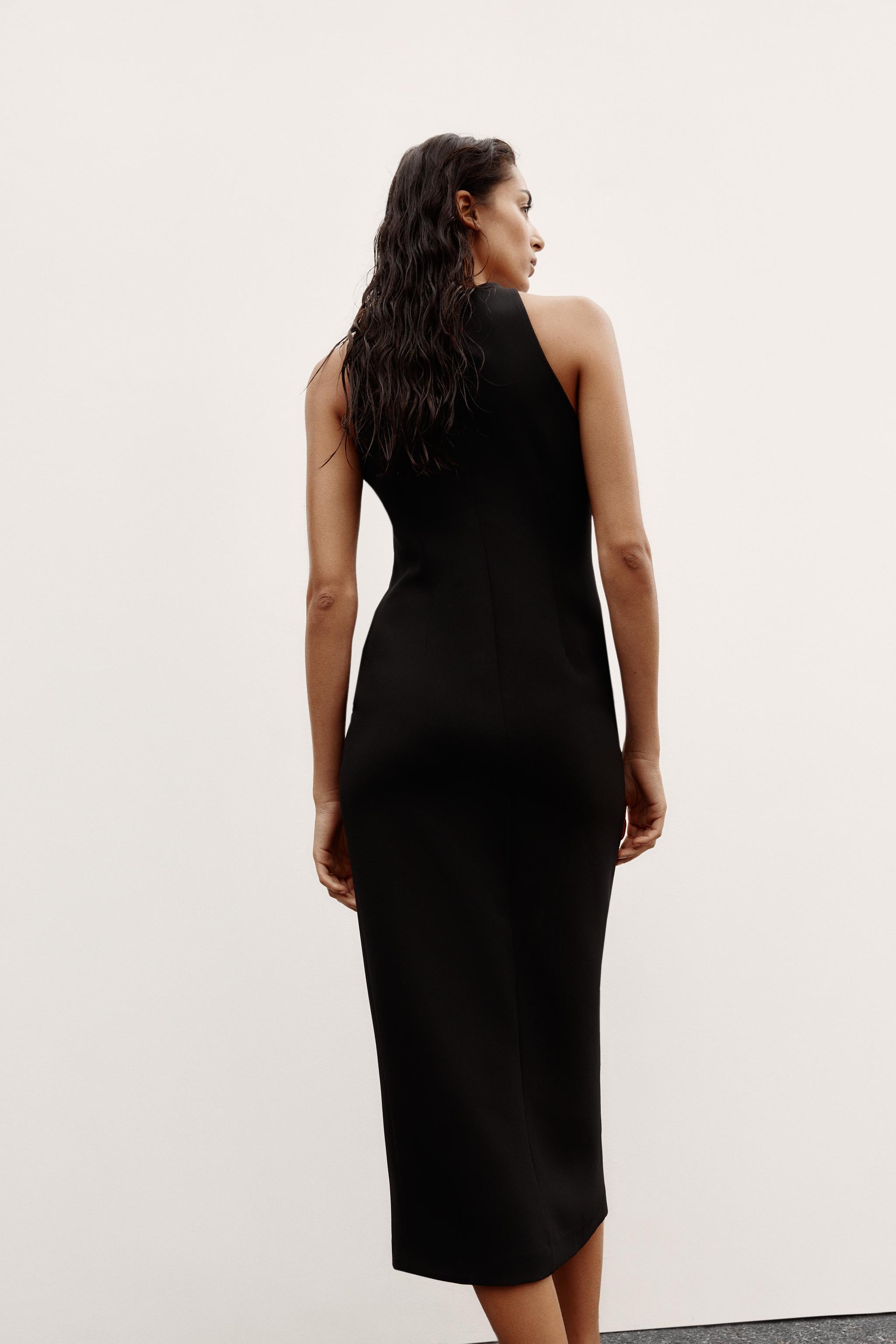 ROBE MIDI EN CRÊPE À BOUTON DORÉ