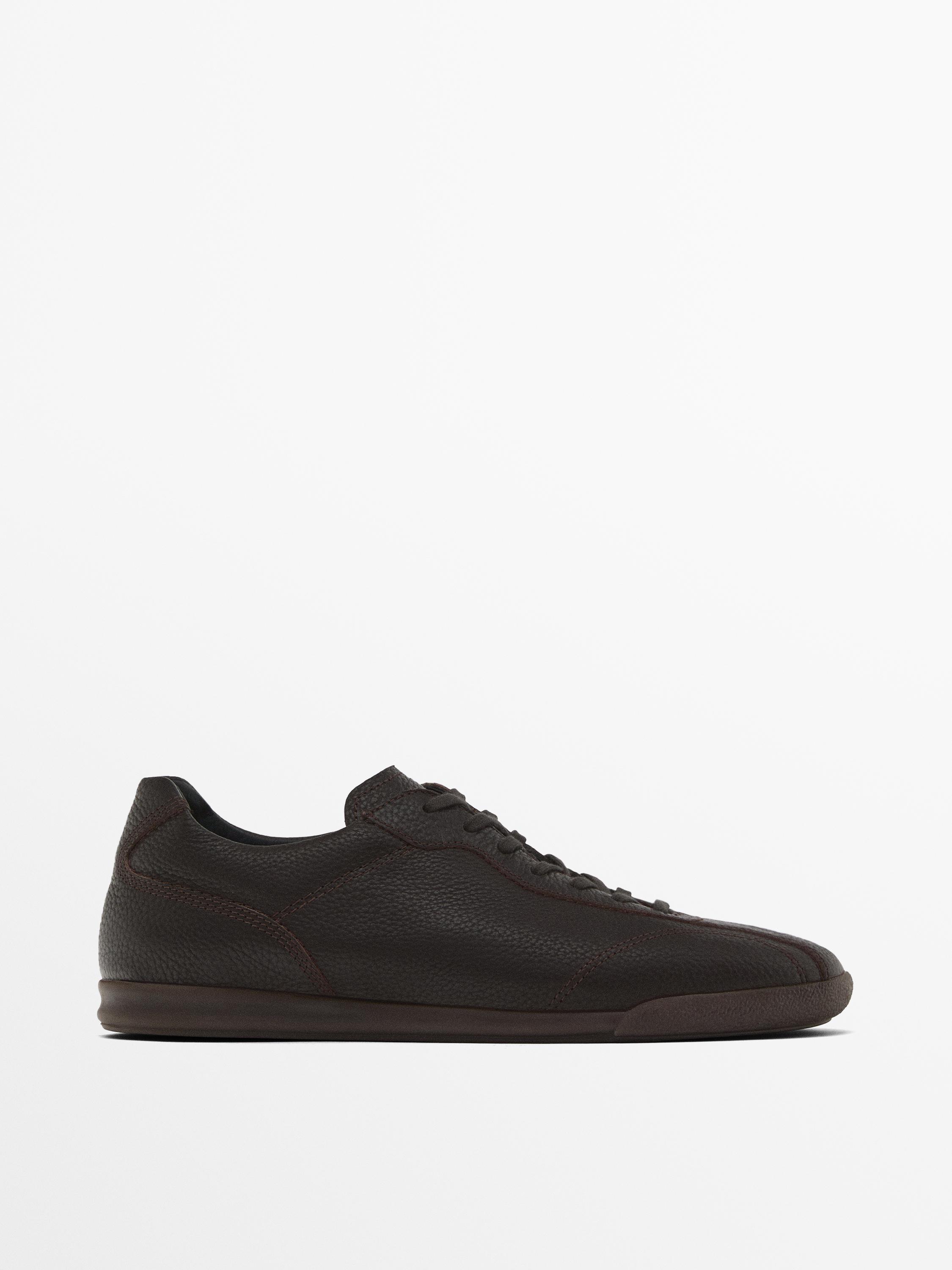 Soft leather trainers Brown ZARA Canada