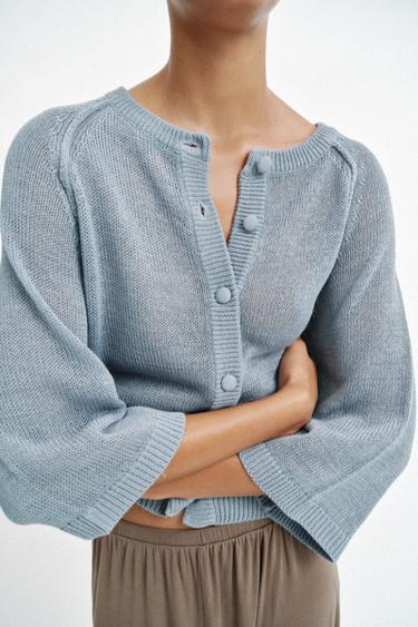 RUSTIC KNIT JACKET - Blue grey by Zara - Image 3