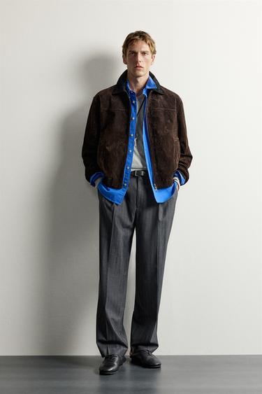SUÈDE JACK MET CONTRASTKRAAG - Bruin van Zara - Afbeelding 0