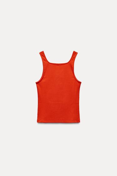 SQUARE NECKLINE VEST TOP - Coral by Zara