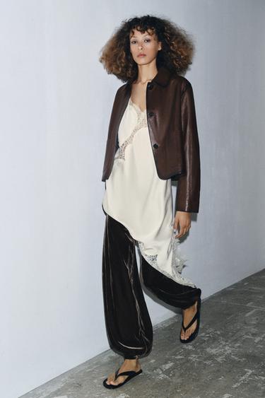 MINIMAL LEATHER JACKET ZW COLLECTION LIMITED EDITION - Brown by Zara
