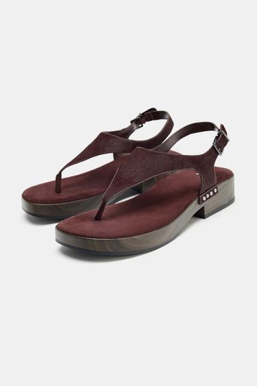 SANDALES  CLOUTÉES EN CUIR - Bordeaux de Zara - Image 3