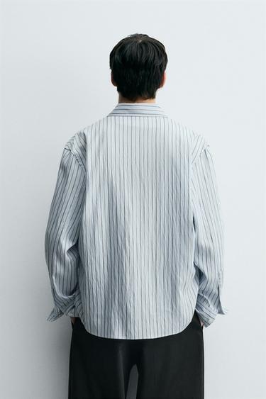 CHEMISE STRUCTURÉE À RAYURES - Bleu ciel de Zara - Image 2