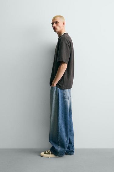 T-SHIRT LAVÉ À IMPRIMÉS - Gris anthracite de Zara - Image 3