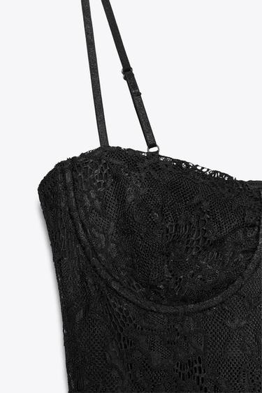 ROBE MIDI DENTELLE À ARMATURES - Noir de Zara - Image 7