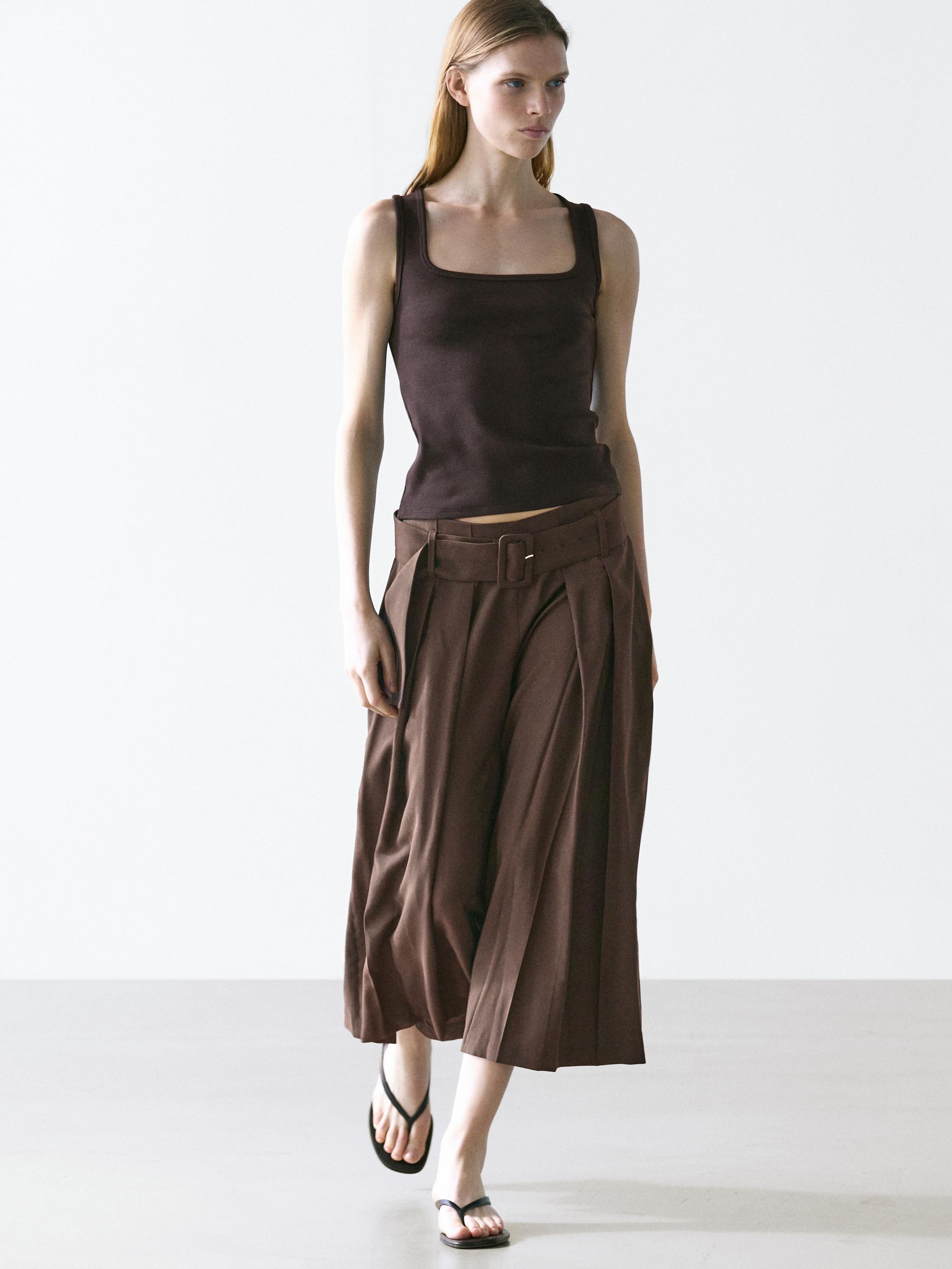 Jupe-culotte midi plissée
