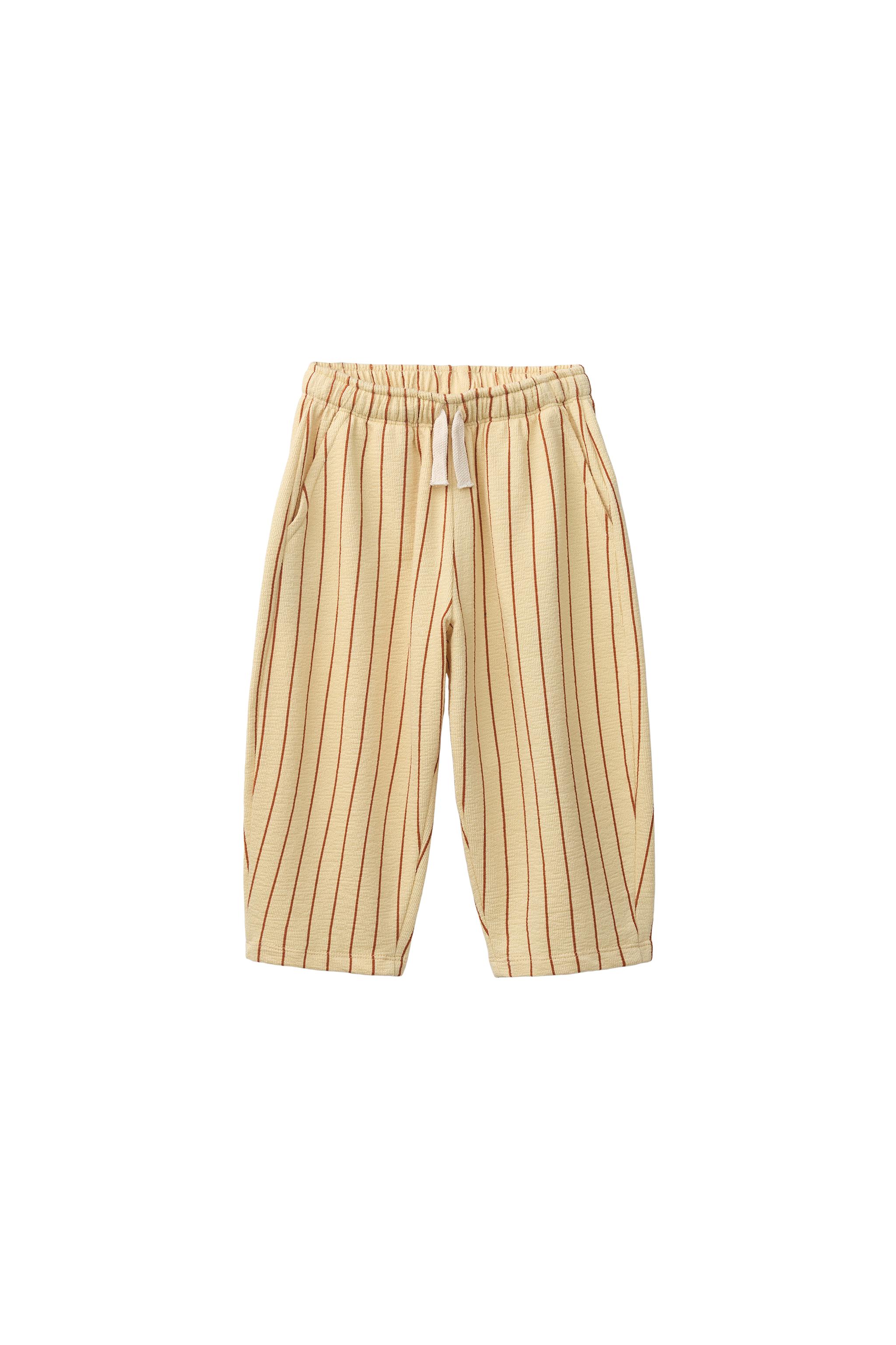 STRIPED BALLOON TROUSERS - Ecru / Red | ZARA India