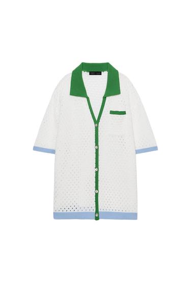 Zara POLO MAJICA S RUPIČASTIM PLETIVOM – Bijela