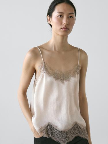 Zara Creased-effect top - Beige