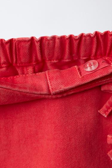 JUPE-SHORT EN SERGÉ À LACETS - Rouge de Zara - Image 3