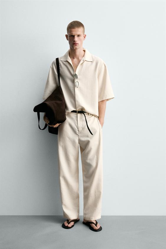 FLOWING TROUSERS WITH SIDE PLEATS - Mid-ecru by Zara - Image 0