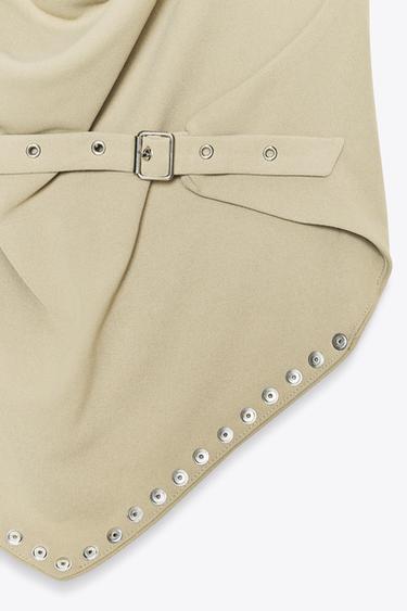 STUDDED HALTER TOP - Grey green by Zara - Image 3