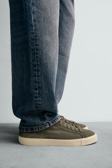 LEATHER TRAINERS - Grey by Zara - Image 0