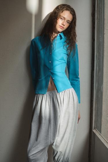 CHEMISE CINTRÉE EN TAFFETAS - Bleu électrique de Zara - Image 2