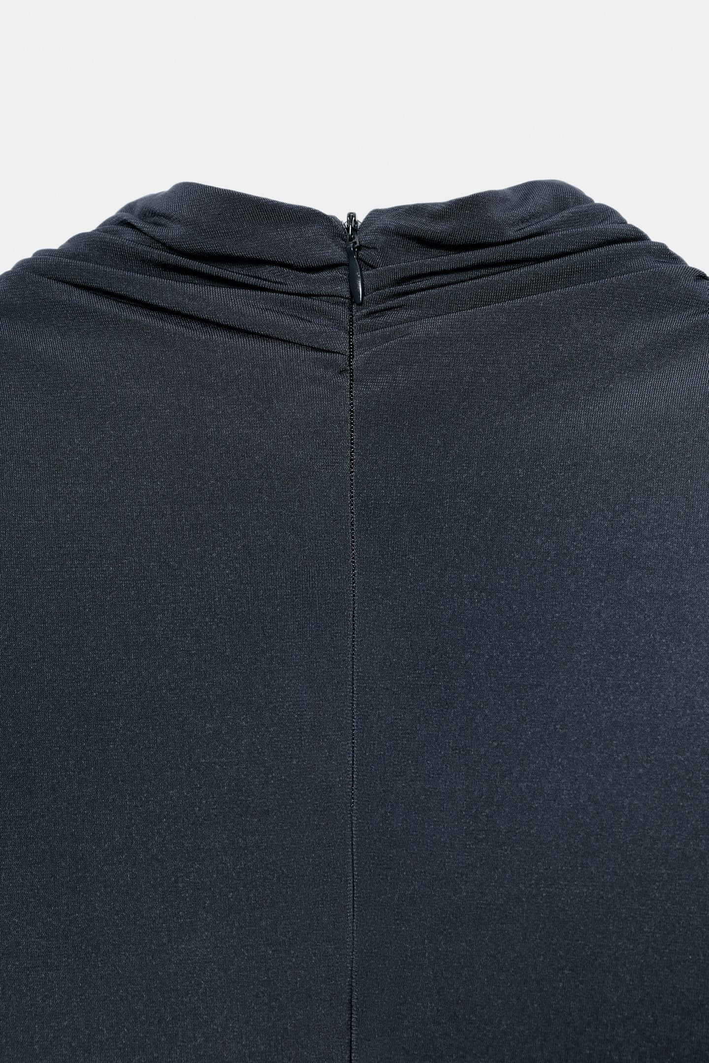Женское платье Zara Draped Shoulder Pad MIDI, цвет: Серый — фото 7