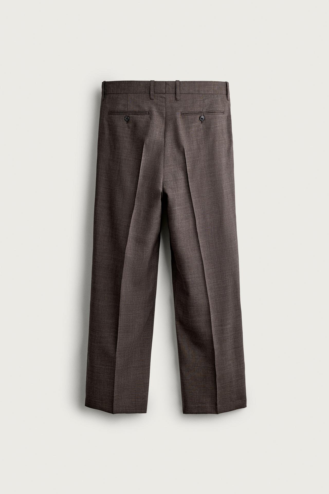 100% WOOL MANTECO® PLEATED PANTS — Black / Brown