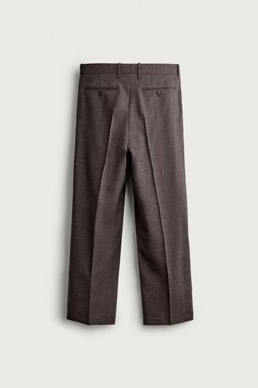 100% WOOL MANTECO® PLEATED PANTS — Black / Brown 2
