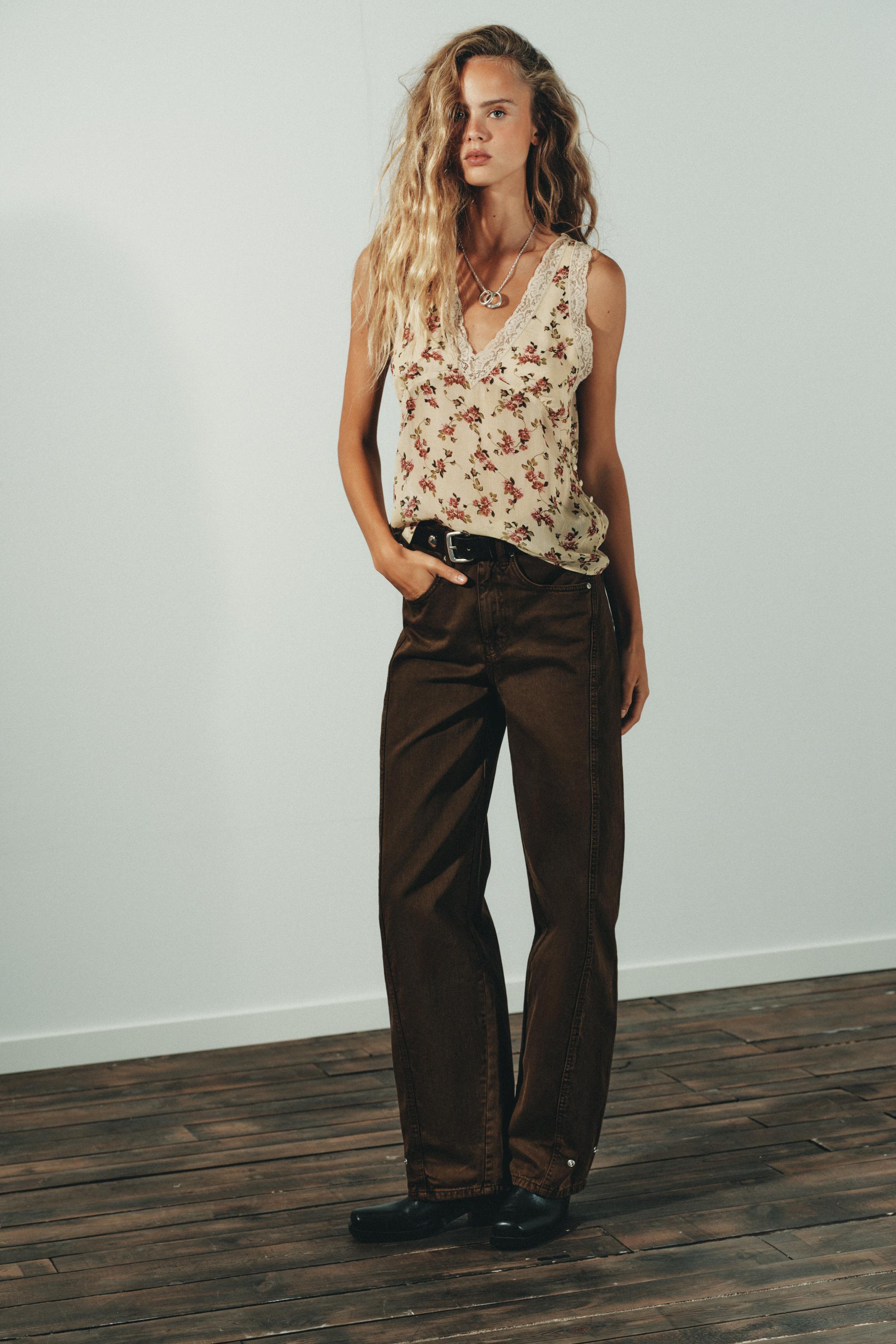 TRF MID-RISE BAGGY BALLOON JEANS - Brown | ZARA United States