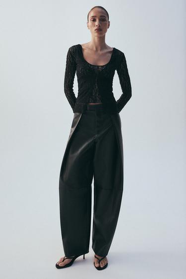 TOP DE RENDA EFEITO DUPLO - Preto da Zara