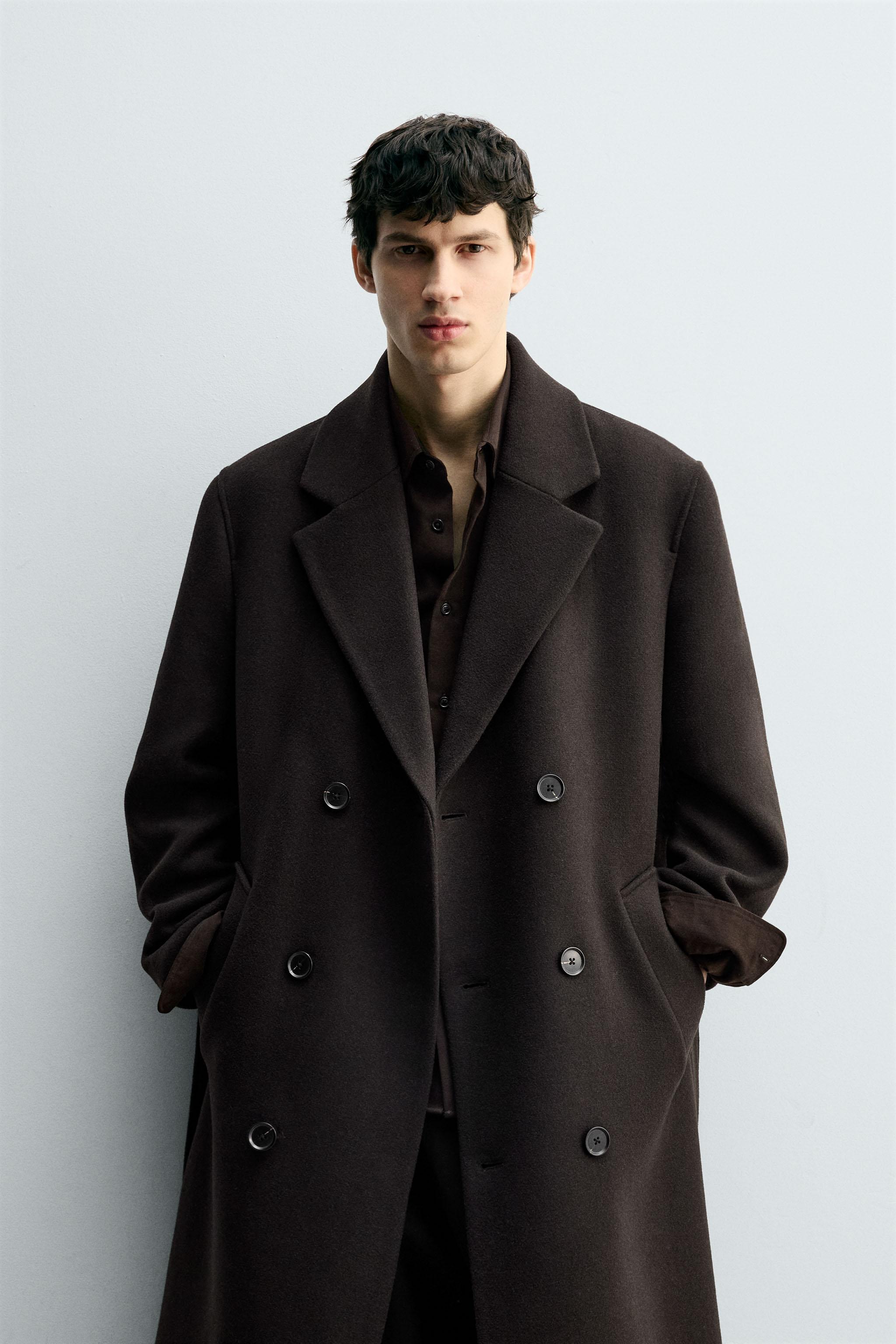 DOUBLE-BREASTED WOOL BLEND COAT WITH BELT