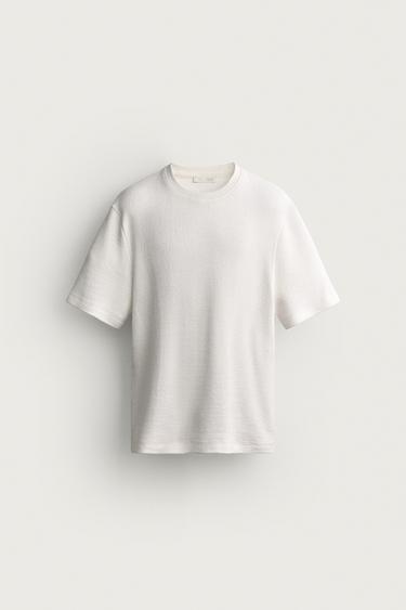 Zara 標準版泡泡紗 T 恤 - 磨白色