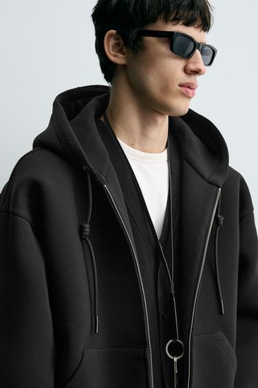 INTERLOCK OVERSIZE FIT HOODIE - Black by Zara - Image 5