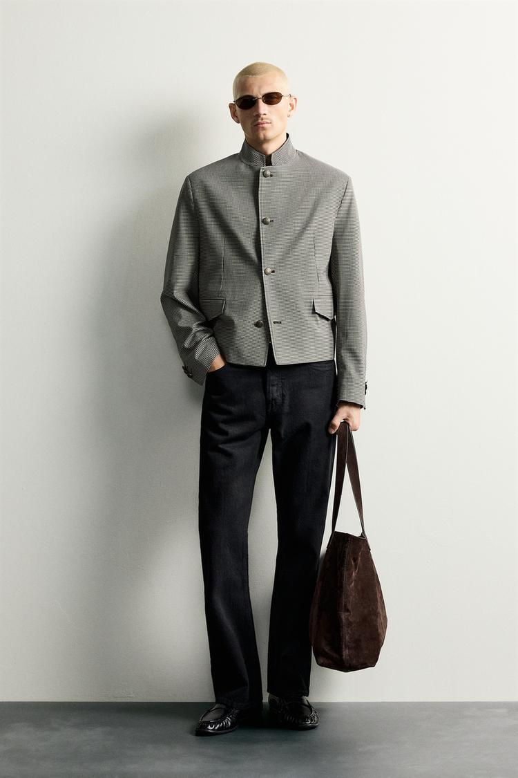 CROPPED FIT CHECK BLAZER
