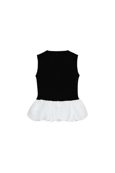 TOP MIT STRETCH-MATERIALKOMBINATION - Schwarz / Weiß von Zara