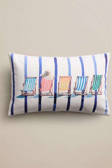 LOUNGE CHAIR THROW PILLOW COVER — Blue 1