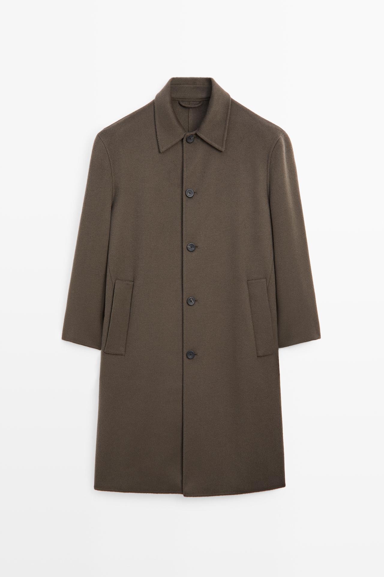 Long wool blend coat — Dark khaki