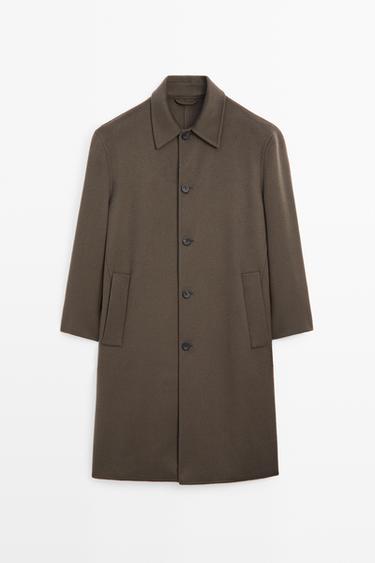 Long wool blend coat — Dark khaki 1