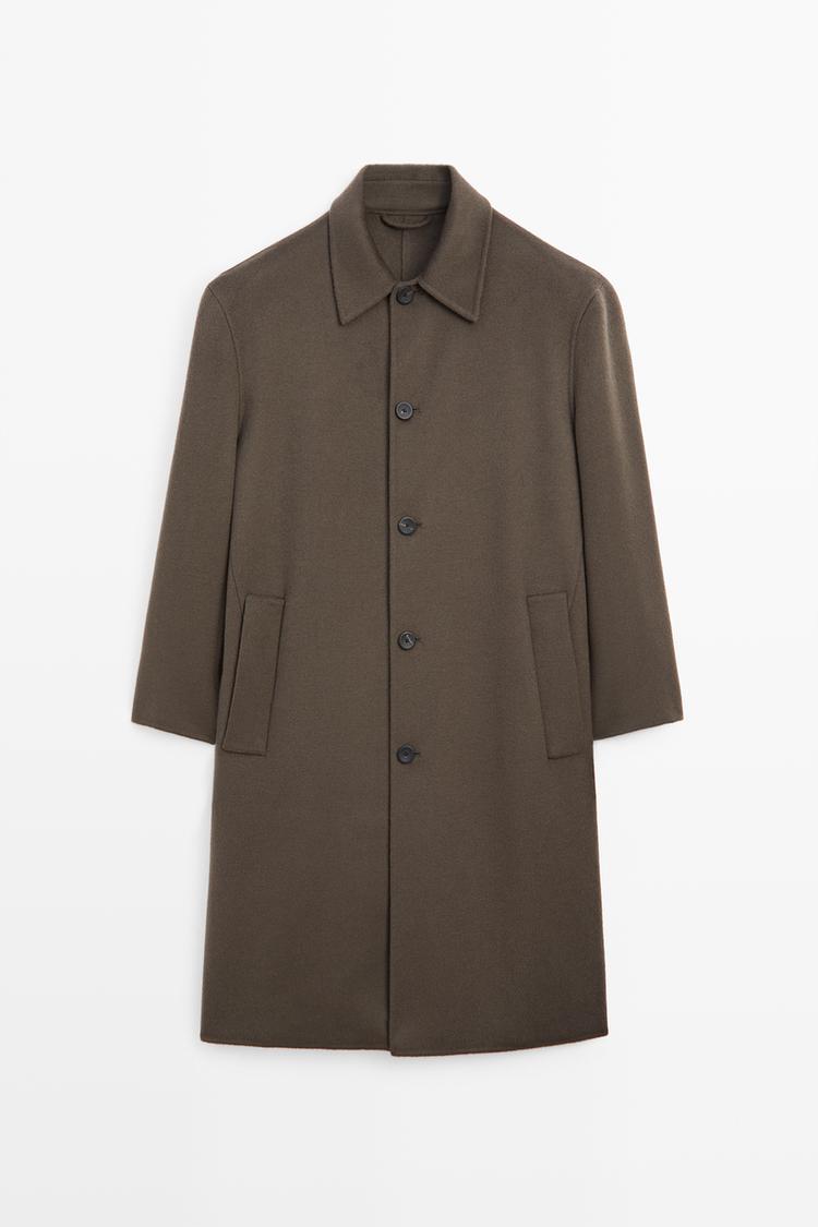 Long wool blend coat — Dark khaki