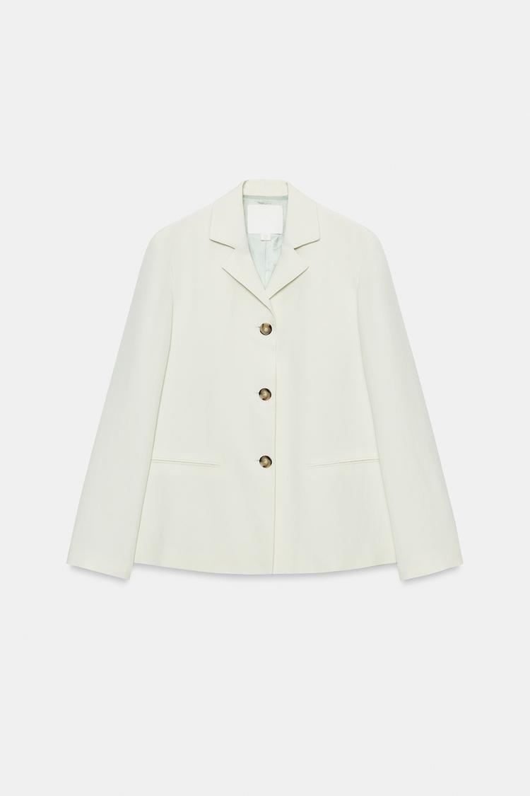 Blazer de mezcla de lino de corte recto de la colección ZW 6
