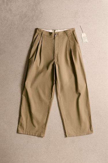 PLEATED WIDE-LEG TROUSERS - camel by Zara