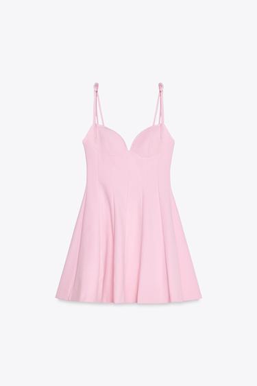 SHORT DRESS WITH BOWS - Pink by Zara