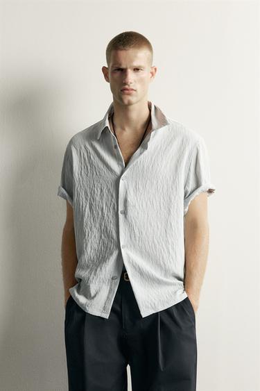 CAMISA FLUIDA RELAXED FIT TEXTURA - Blanco / Gris de Zara